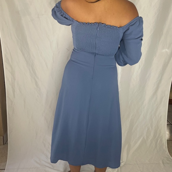 Forever 21 Blue Peasant-sleeve Dress - Picture 3 of 4